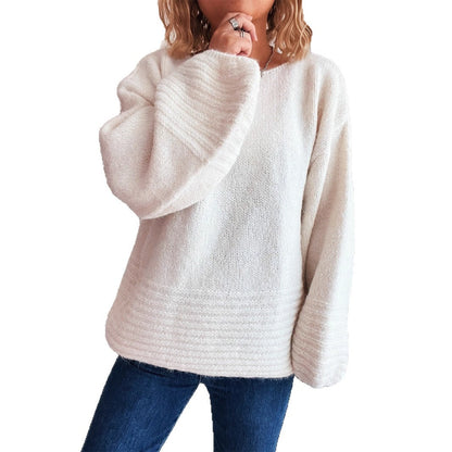 Damen Oversized Pullover Strukturstrick Beige