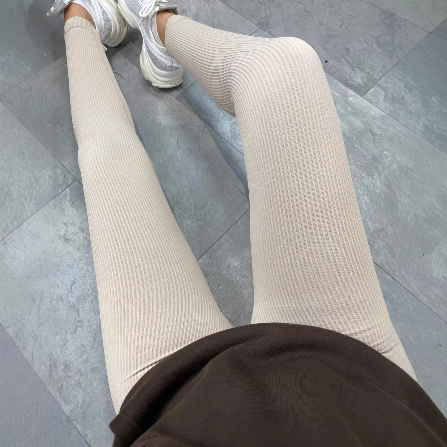 Damen Leggings Rippdesign Hochwerdig mit hohem Bund Eveloria