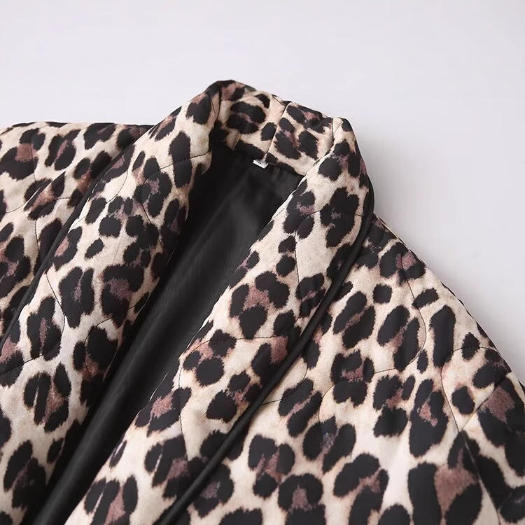 Damen Fleecejacke Leo-Muster Kuschelig Anthrazit