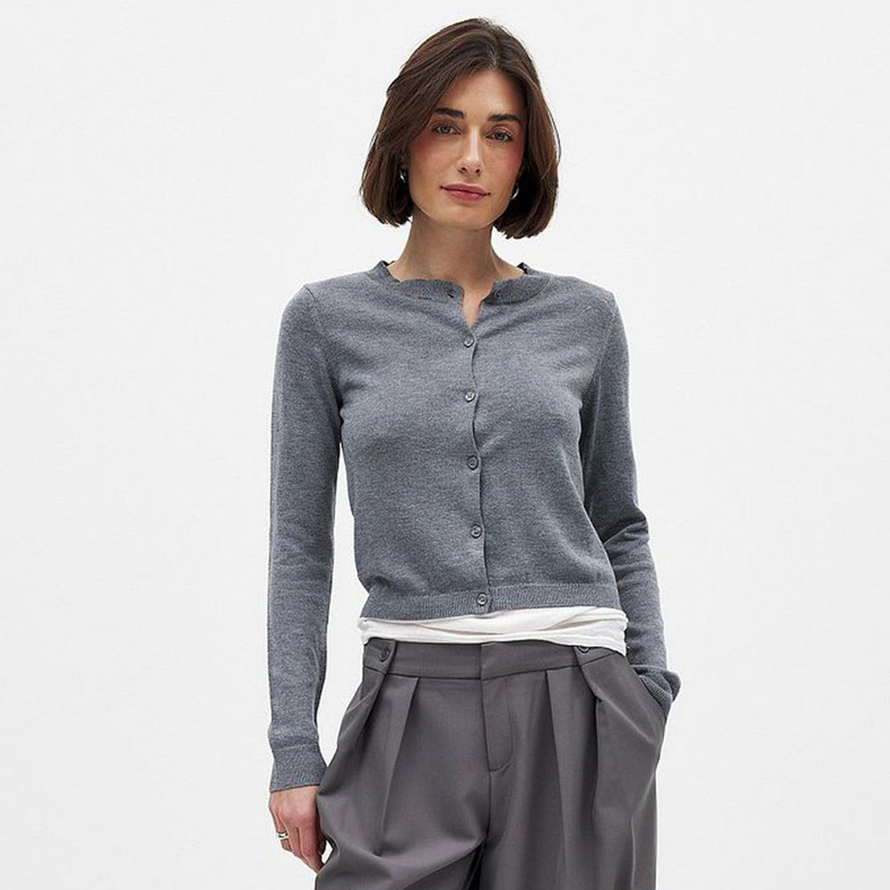 Damen Strickjacke Leicht Knopfverschluss Atraumatischer Schnitt - Eveloria