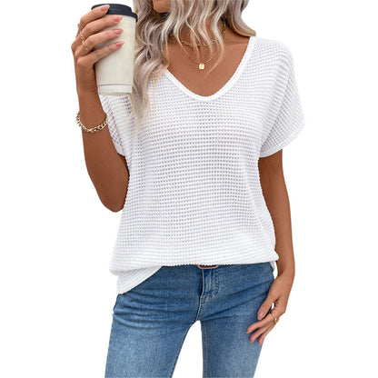 Damen Strickoberteil Waffelstruktur Weit Schnitt Beige