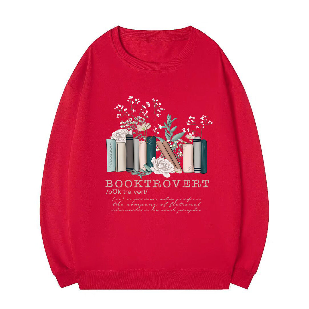 Damen Sweatshirt Bücherdesign Grau Eveloria - Eveloria