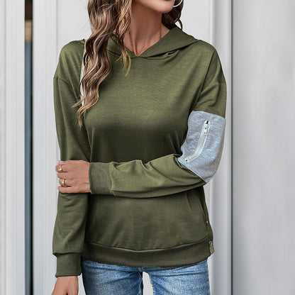 Damen Kapuzenpullover Lässig Reißverschluss Eveloria
