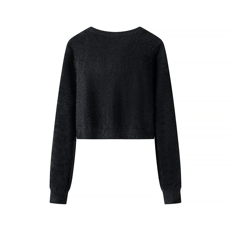 Damen Strickjacke Kurz Glänzende Knöpfe Eveloria