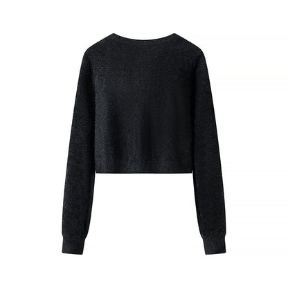 Damen Strickjacke Kurz Glänzende Knöpfe Eveloria