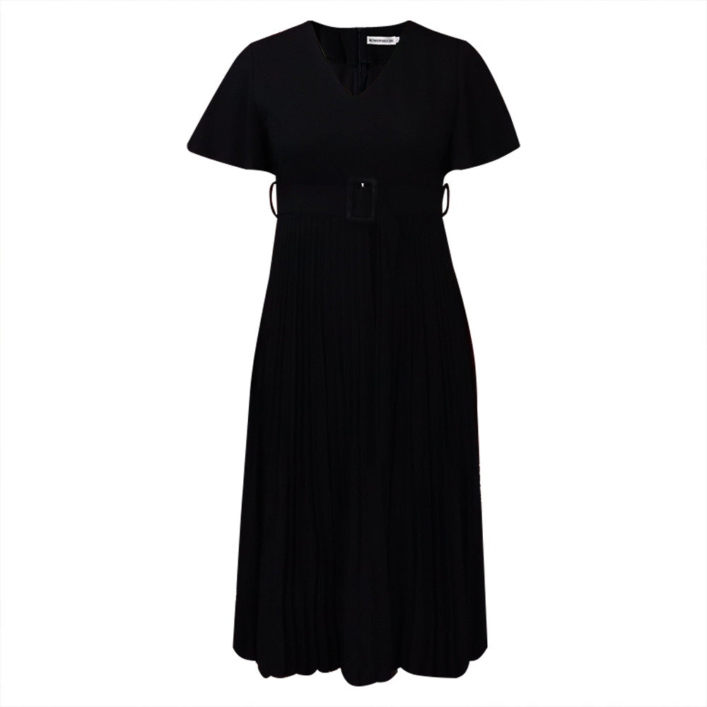Damen Plissee-Kleid mit Taillengürtel Elegant