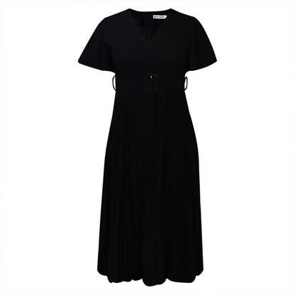 Damen Plissee-Kleid mit Taillengürtel Elegant