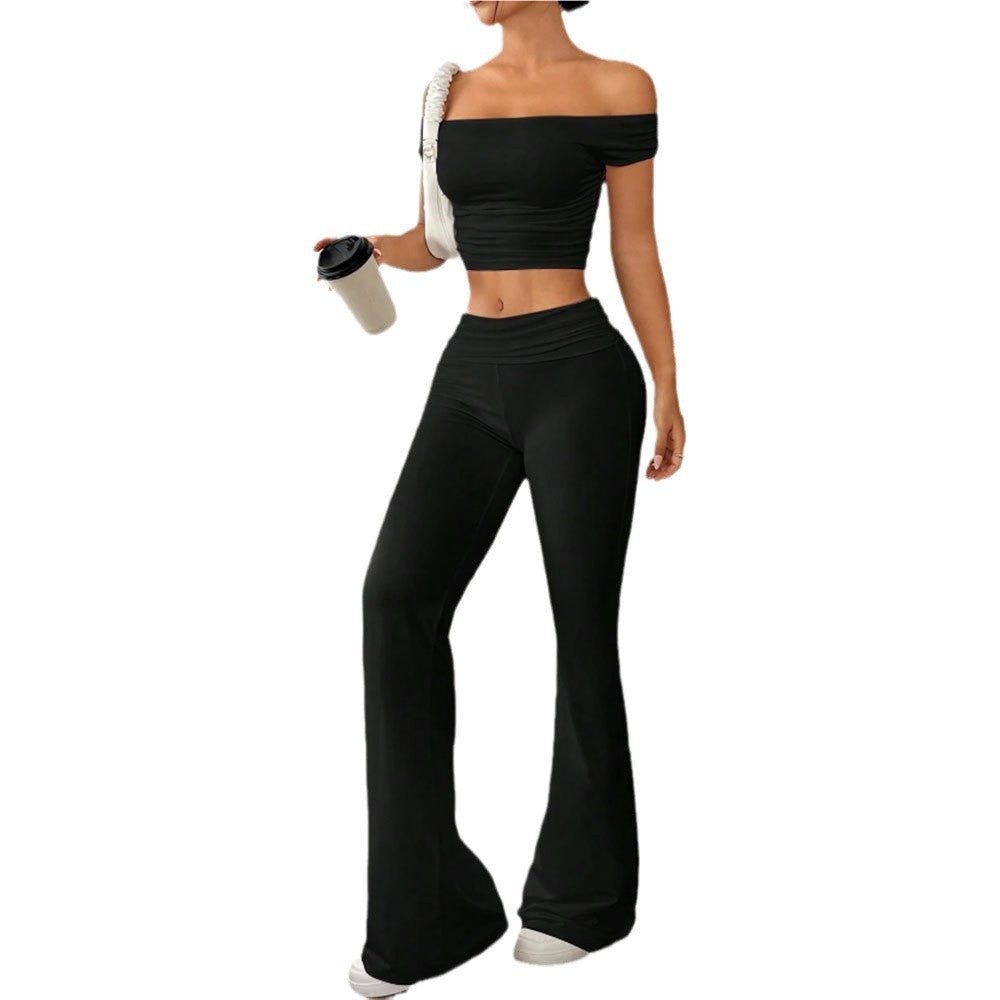 Damen Crop- und High-Waist-Hosen Set Eveloria