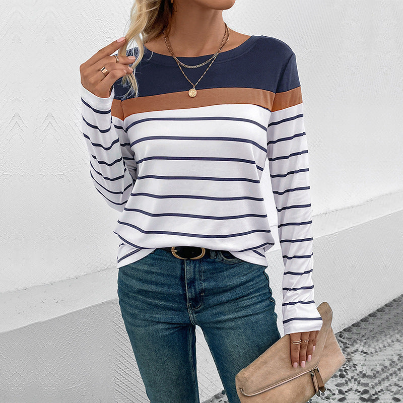 Damen Langarmshirt Streifen Elegant Farbhüpf Design Eveloria
