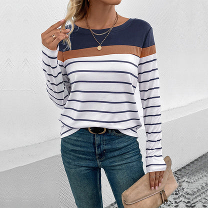 Damen Langarmshirt Streifen Elegant Farbhüpf Design Eveloria