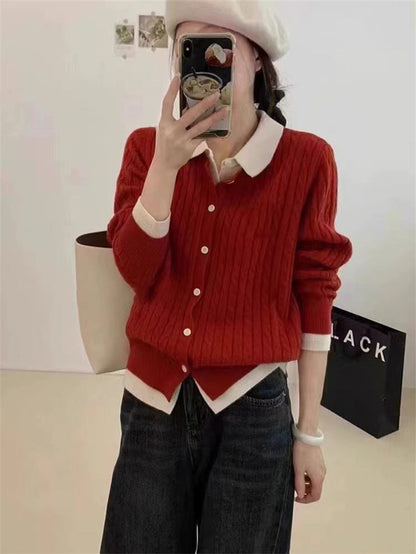 Damen Strickpullover mit Knopfdesign und Rippenstruktur Grau Eveloria