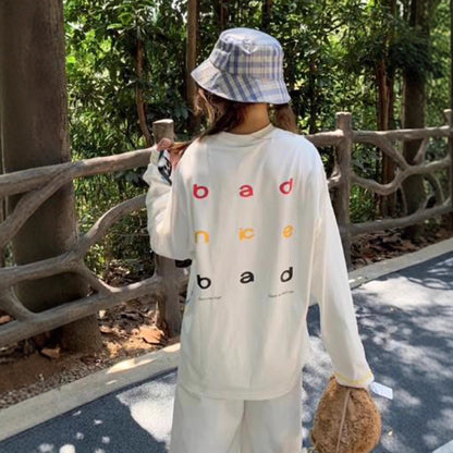 Damen Oversized Sweatshirt Bunt Streifen Baumwolle