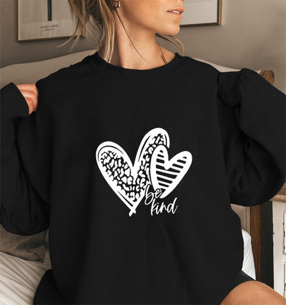 Damen Sweatshirt Herzmotiv Lässiger Schnitt Grau