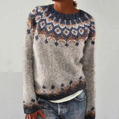 Damen Strickpullover Lebhaftes Muster Komfortabler Schnitt Eveloria