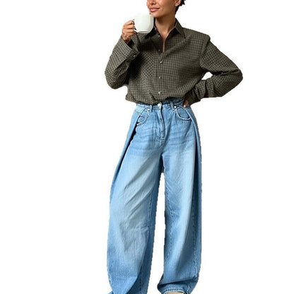 Damen Karobluse Lässiger Schnitt Eveloria