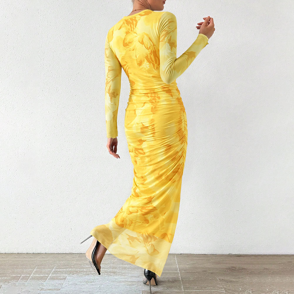 Damen Maxikleid Floralmuster Langer Schnitt Eveloria