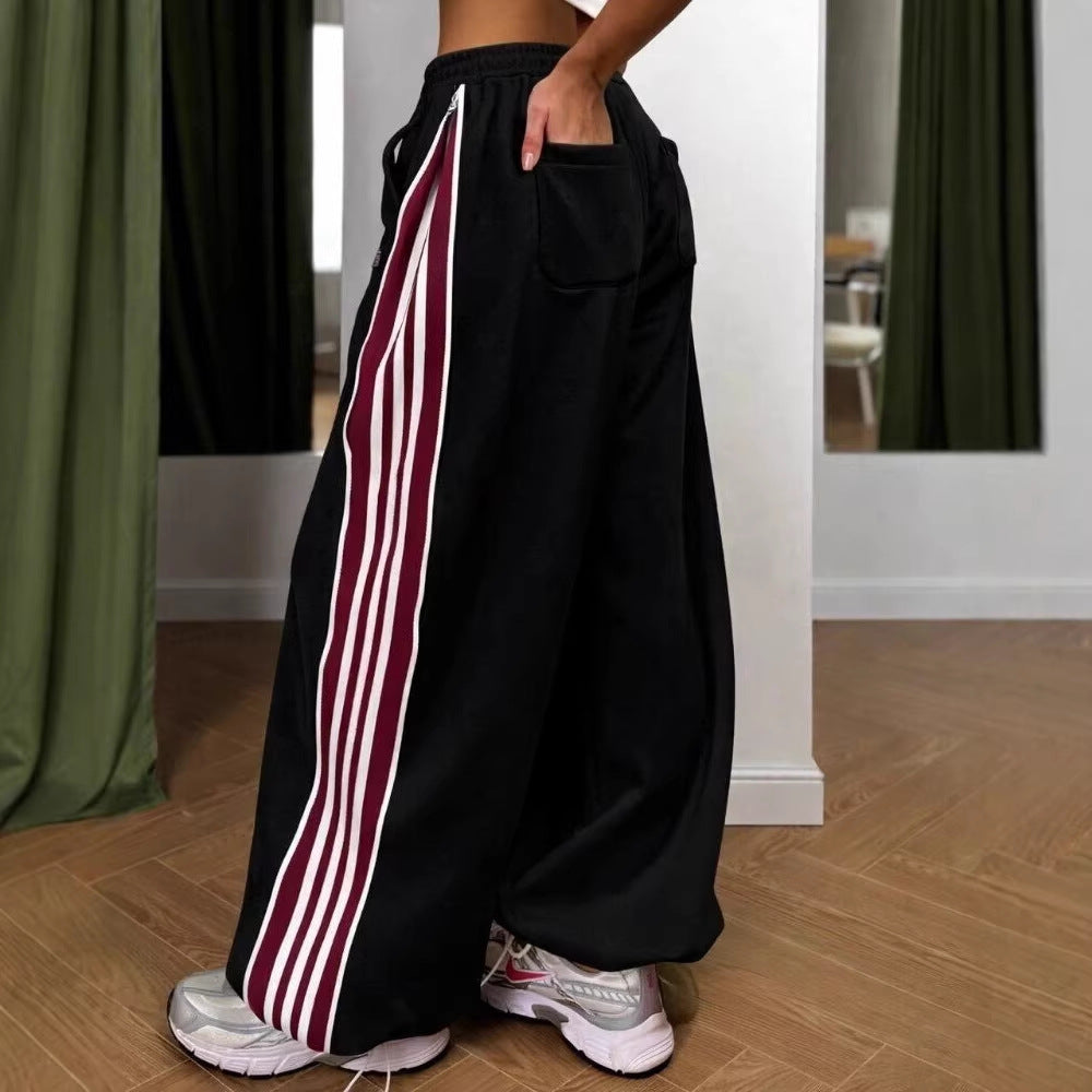 Damen Sportliche Freizeithose Elastisch Mit Seitlichen Streifen