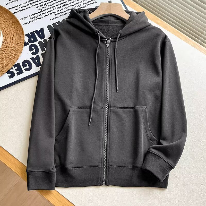 Damen Zip-Hoodie Sportlich Kängurutaschen Grau Eveloria