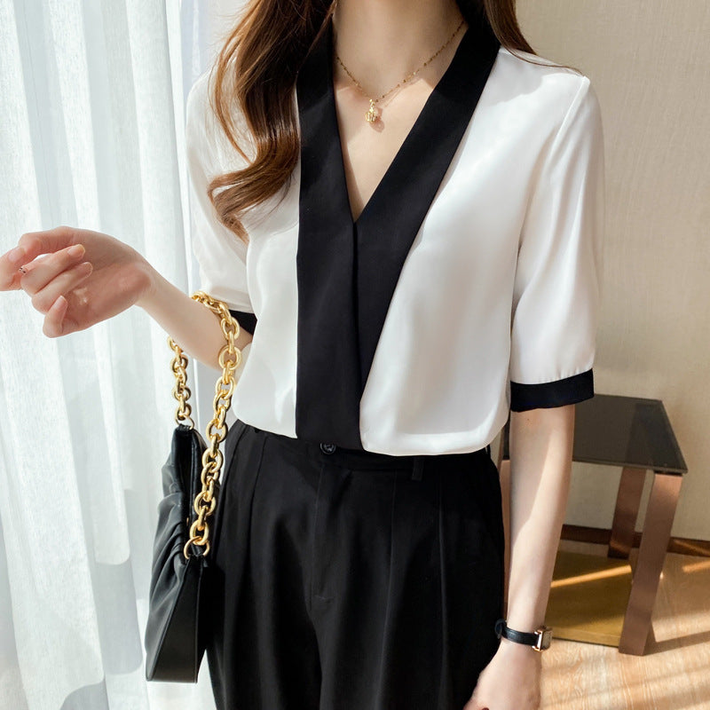 Damen Bluse V-Ausschnitt Elegantes Design Eveloria