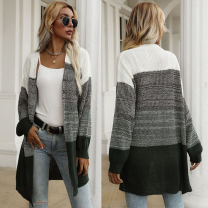 Damen Strickcardigan Lässig Weite Ärmel Grau Eveloria