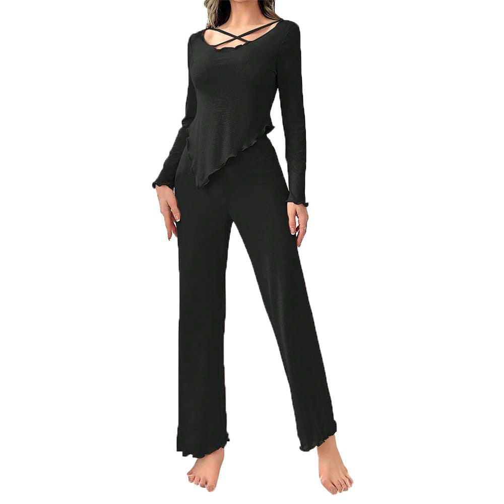 Damen Loungewear Set Cut-Out Design Hochgezogene Säume