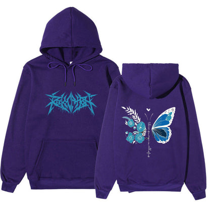 Damen Kapuzenpullover Schmetterlings-Blumen-Motiv