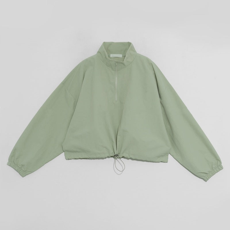 Damen Übergangsjacke Hochkragen Verstellbarer Kordelzug