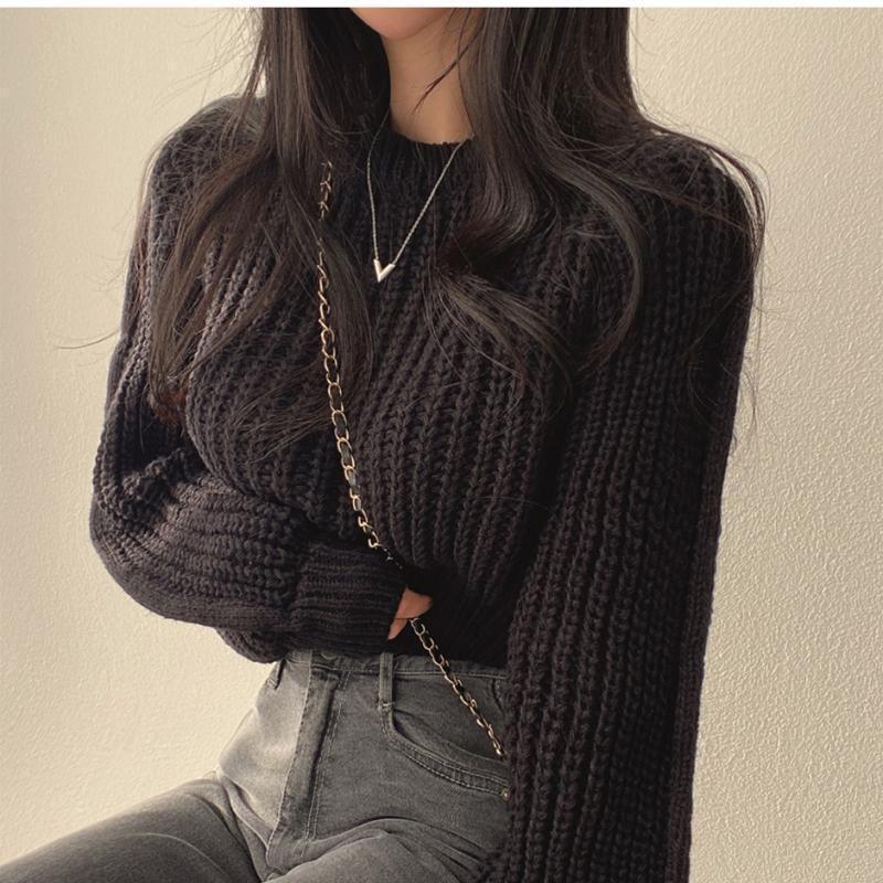 Damen Strickpullover Weich Rippenmuster Eveloria