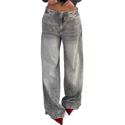 Damen Weite Jeans Lässig Blau Eveloria