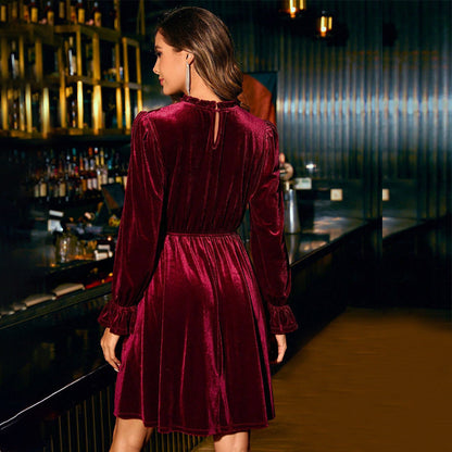 Damen Abendkleid Langärmlig Elastischer Bund Eveloria