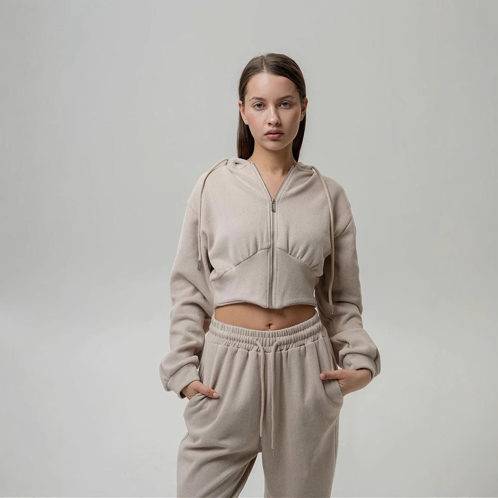 Damen Sweat- und Jogginghose-Set Hochkragen Weites Design