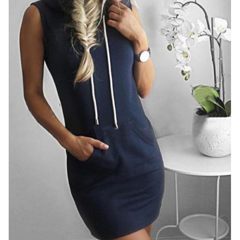 Damen Freizeitkleid mit Kapuze und Taschen