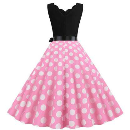 Damen Swingkleid V-Ausschnitt Punktemuster Eveloria