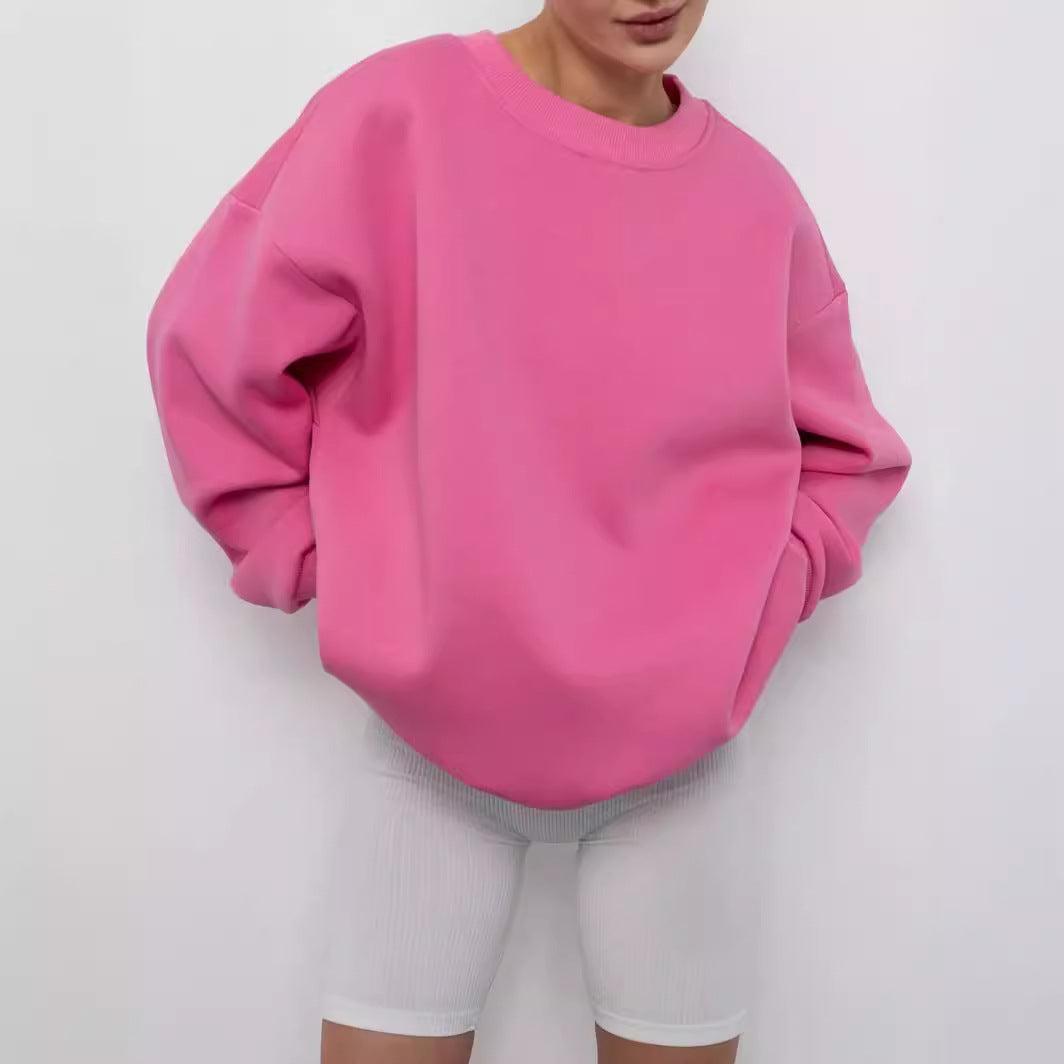 Damen Sweatshirt Weiches Innenfutter Breite Schultern Grau