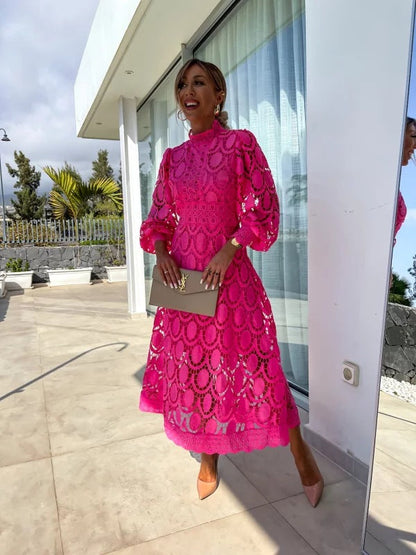 Damen Langarm Abendkleid Sommer