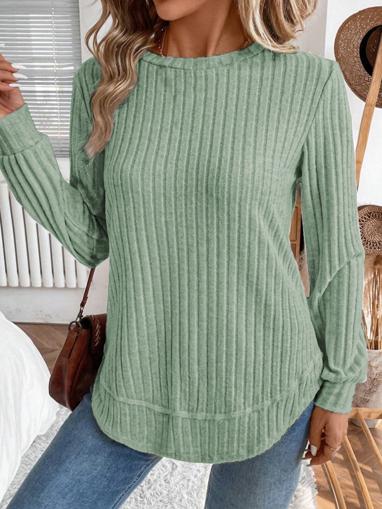 Damen Strickpullover Lässig Vertikale Streifen