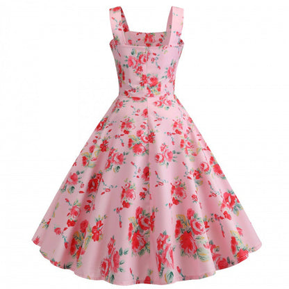 Damen Swingkleid Floralmuster Elegante Schürze