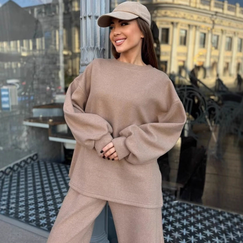 Damen Fleece-Outfit Weites Design Bequem Grau