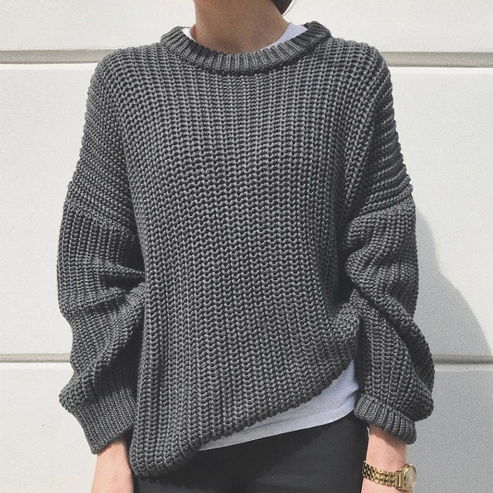 Damen Strickpullover Rippmuster Modern Lässig Eveloria