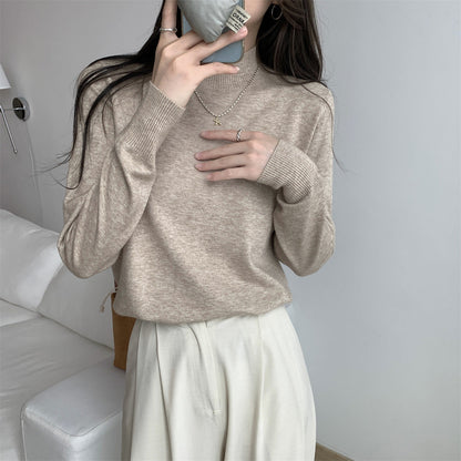 Damen Feinstrickpullover Stehkragen Lässig Eveloria
