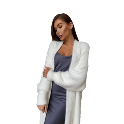 Damen Langstrickmantel Flauschig Elegant Eveloria