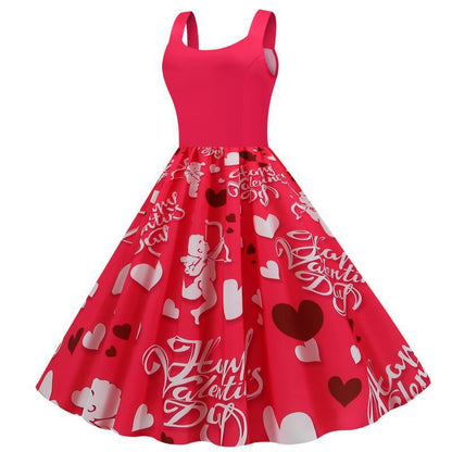 Damen Swing-Kleid Herzmotive Eveloria