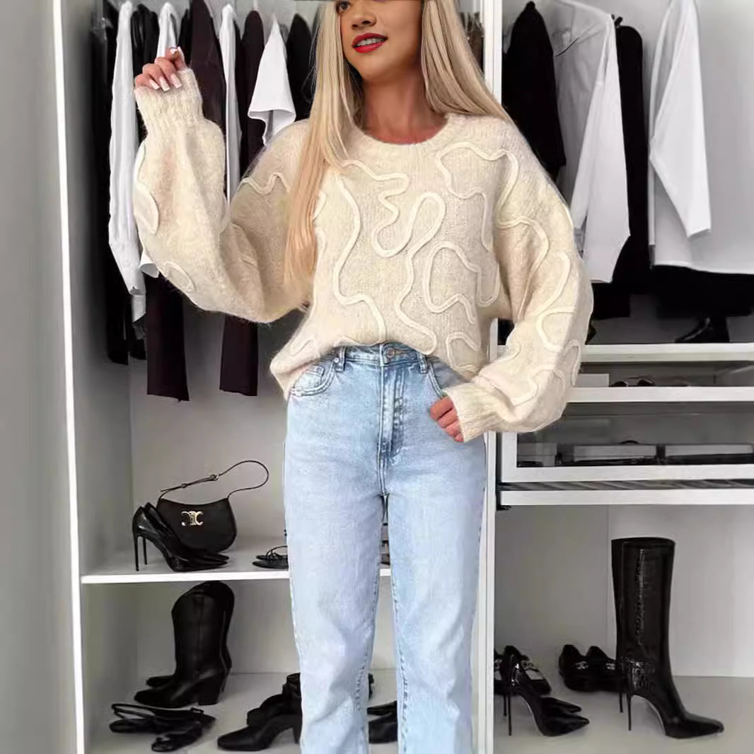 Damen Strickpullover Künstlermuster Eveloria