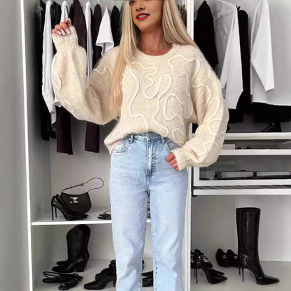 Damen Strickpullover Künstlermuster Eveloria