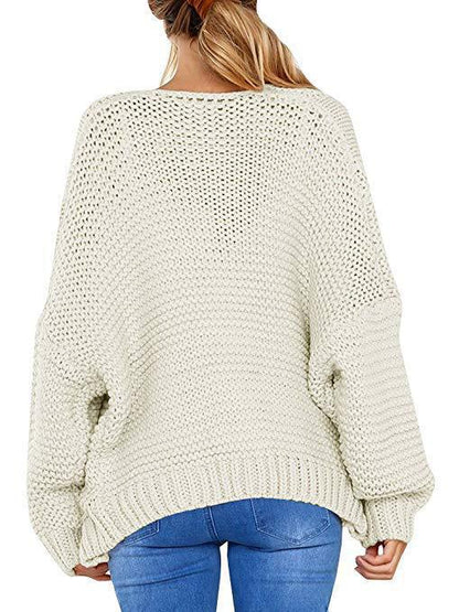 Damen Grobstrick-Cardigan Zopfmuster Weit Schnitt Eveloria
