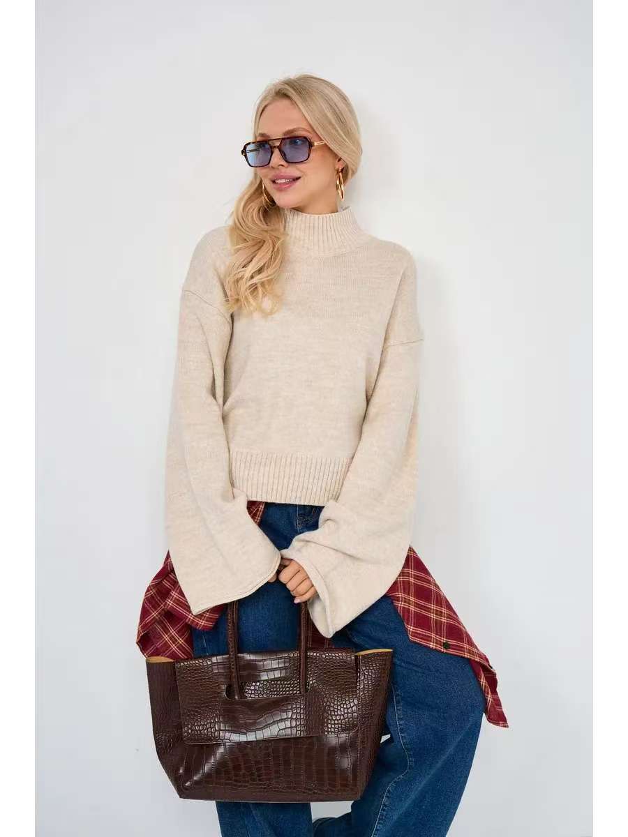 Damen Oversized Pullover Eveloria Weich Beige