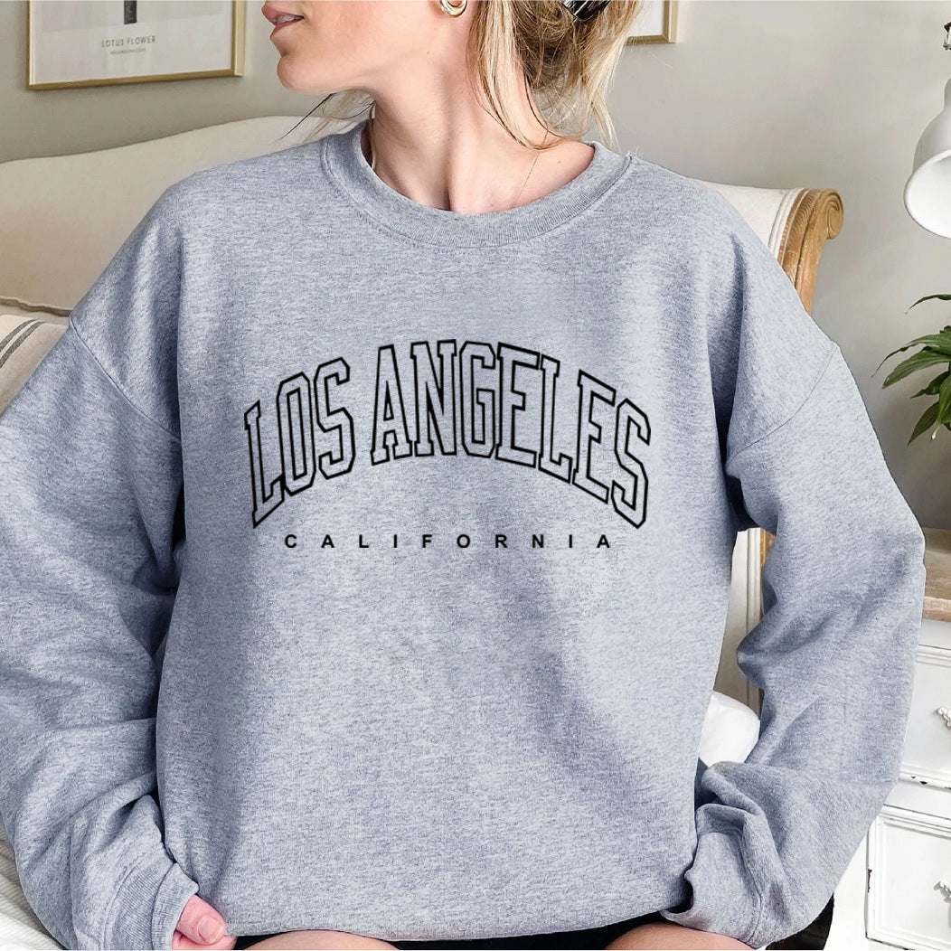 Damen Sweatshirt Lässiger Schnitt Mit Schriftzug Grau Eveloria