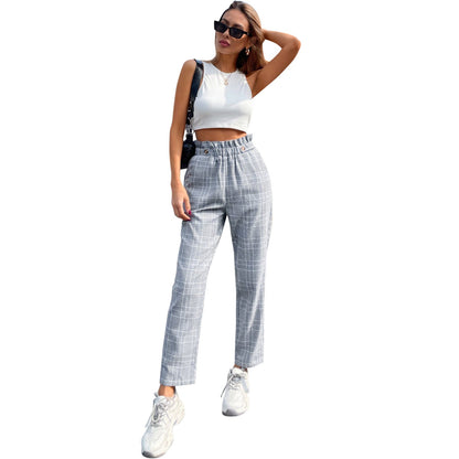 Damen Karohose Hohes Modell Mit Knöpfen Eveloria