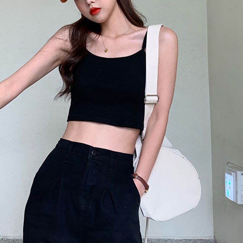 Damen Cropped Elastisch Schmale Träger