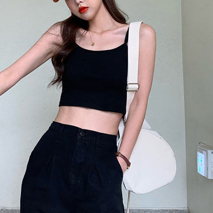 Damen Cropped Elastisch Schmale Träger